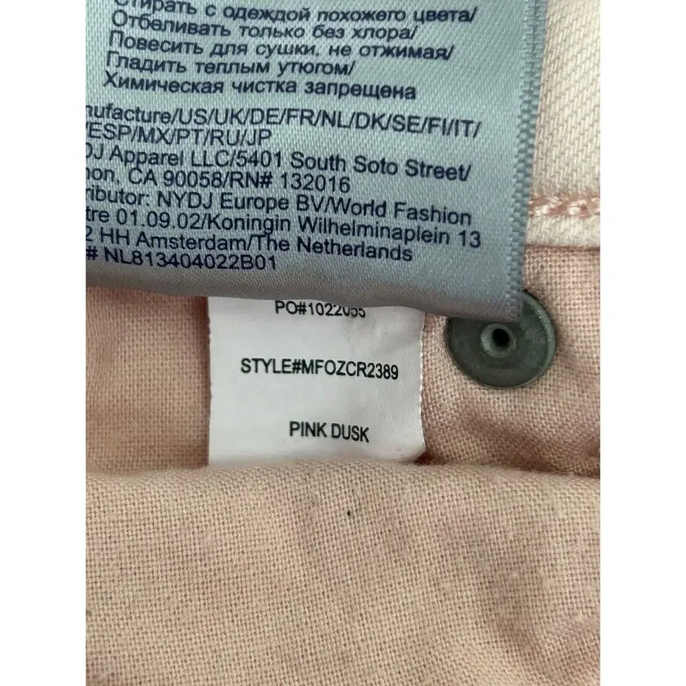 NYDJ Marilyn Straight‎ Leg Cuffed Capri Jeans Lift Tuck Plus Size 16 Pink Dusk
